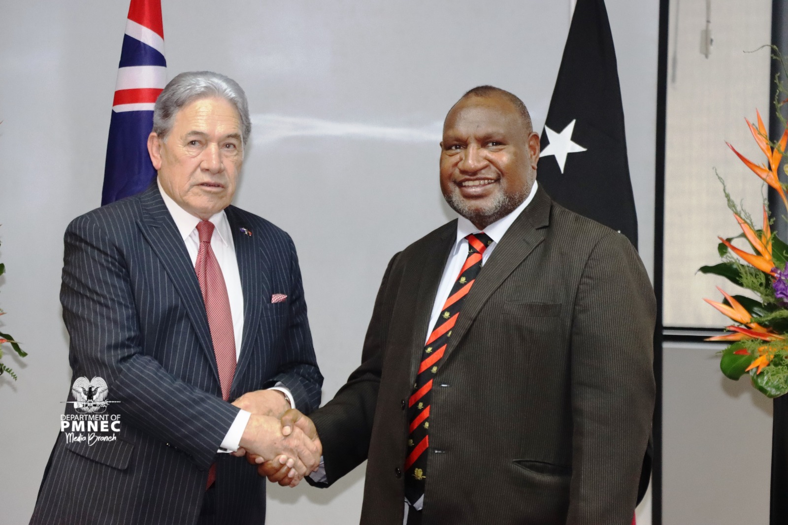 Prime Minister Hon. James Marape Welcomes Deputy Prime Minister of New Zealand Hon. Winston Peters on Pacific Tour