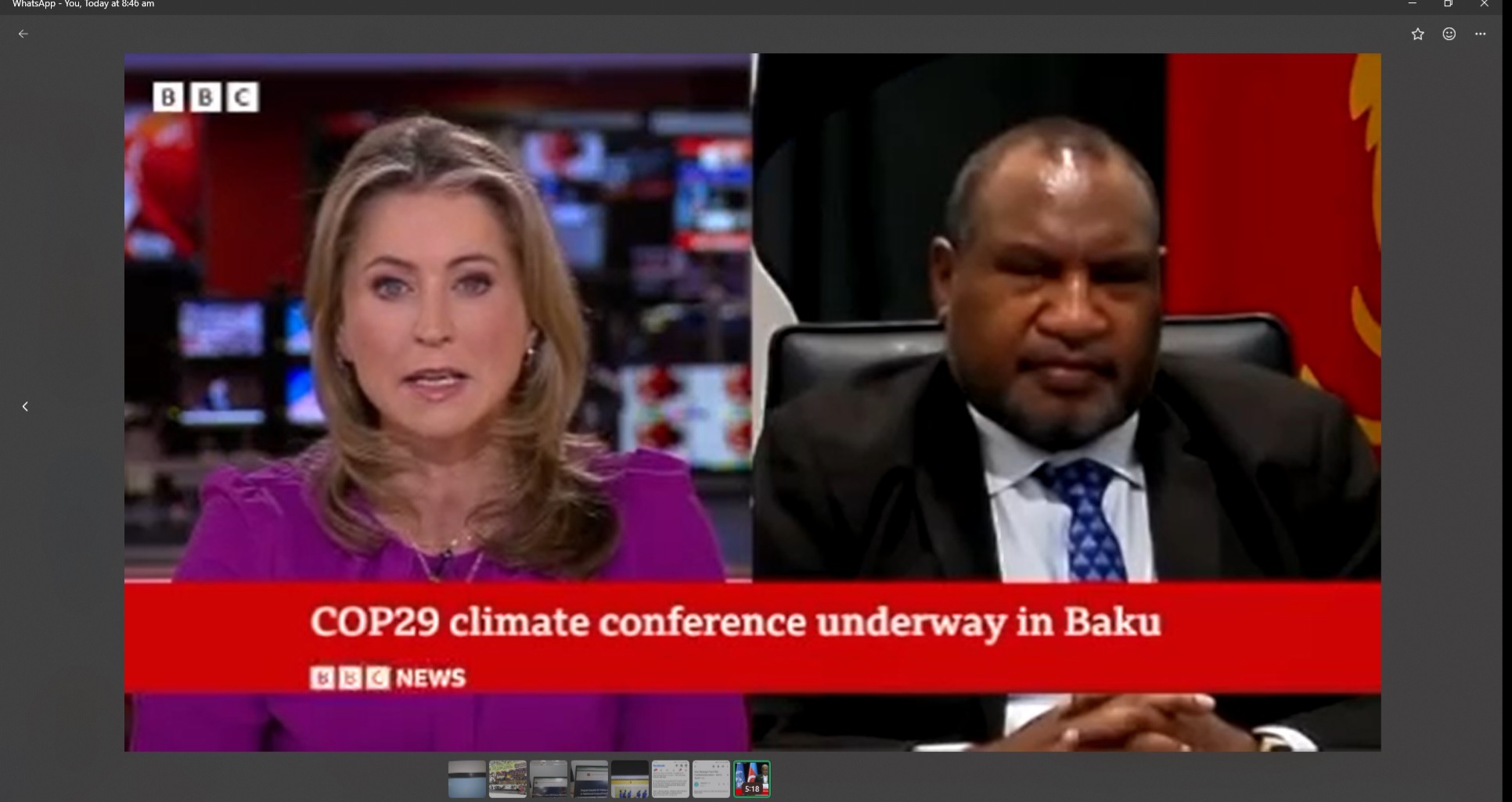 PM JAMES MARAPE SPEAKS TO BBC WORLD NEWS ON CLIMATE CHANGE, EXPLAINS WHY PNG IS NOT AT COP29 MEETING