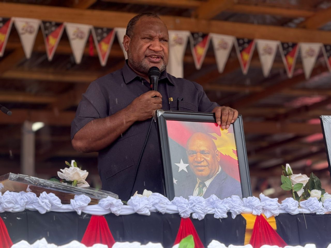 Prime Minister Marape Pays Tribute to Late Works Minister Solan Mirisim at Telefomin Funeral Service
